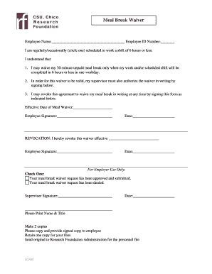 California Meal Break Waiver Form PDF