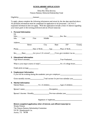 Blank Scholarship Application Forms