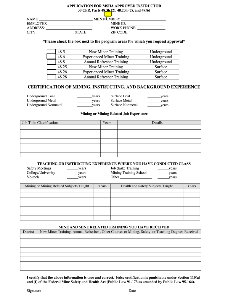 Msha Sheet Assured Grounding  Form