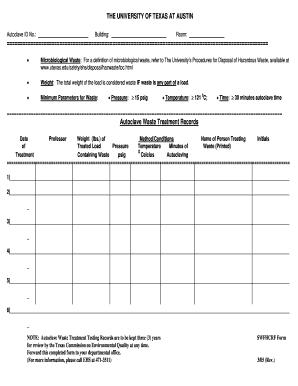 Printable Autoclave Sterilization Log Sheet  Form