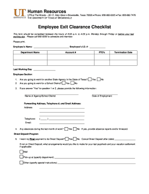 Exit Clearance  Form