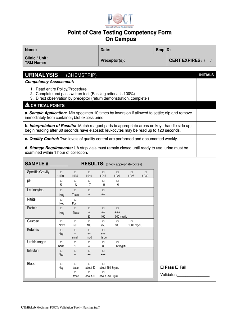 Urine Sediment Competency Assessment Quiz  Form