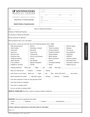 Health History Questionnaire  Form