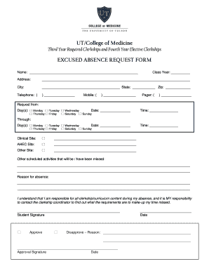 UTCollege of Medicine EXCUSED ABSENCE REQUEST FORM Utoledo