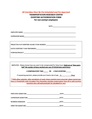 Overtime Authorization  Form