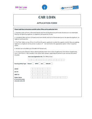 Sbi Car Loan Form Filling