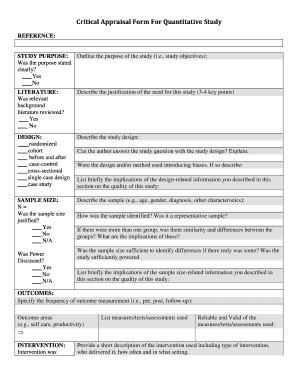 Critical Review Form Quantitative Studies