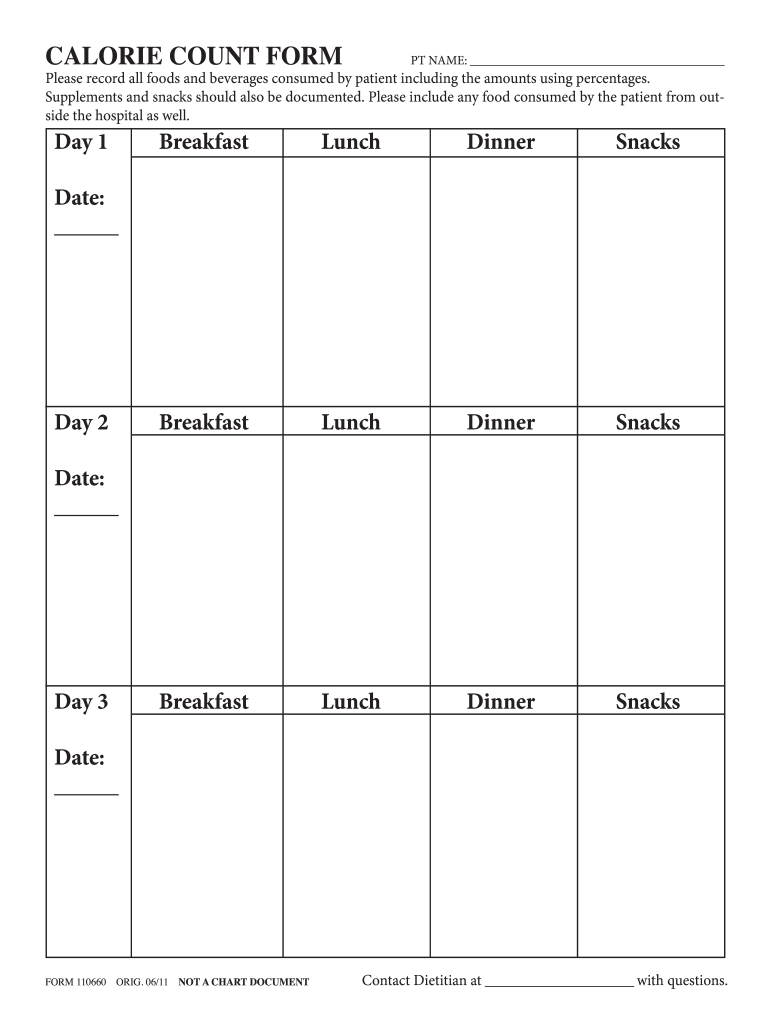  Calorie Count Form 2011-2024