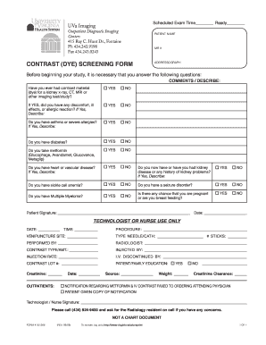 Get and Sign CONTRAST DYE SCREENING FORM Virginia 2008-2022