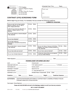  CONTRAST DYE SCREENING FORM Virginia 2008