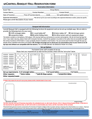 Banquet Reservation  Form