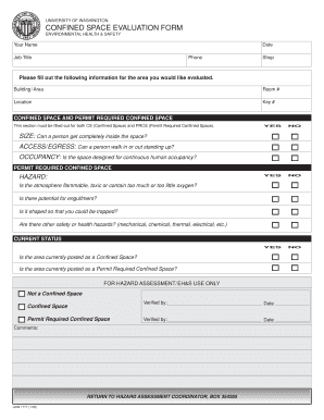 Confined Space Risk Assessment Form