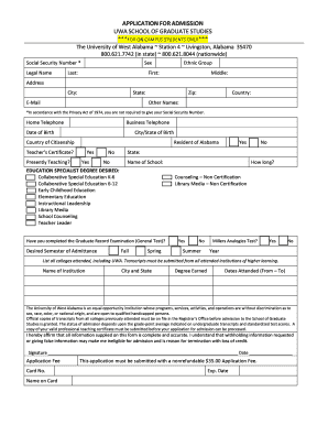 Uwa Print Out Application Admission Form