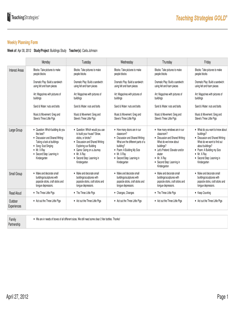  Teaching Strategies Lesson Plan Template 2012-2024