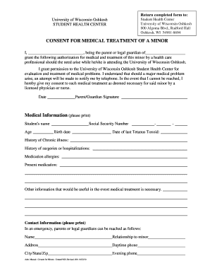  Consent for Treatment Form 2010