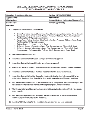 Entertainment Contract Template  Form