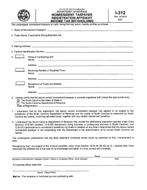 How to Fill in a South Carolina Form I 312