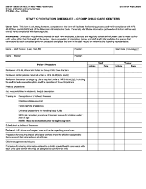  Caregiver Orientation Checklist 2020