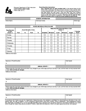 Wi Department of Public Instruction Caccp Enrollment Form