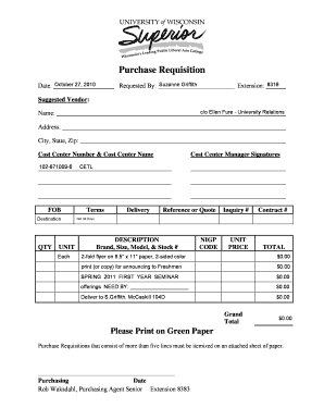 Purchase Requisition Template Word  Form