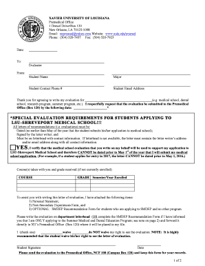 Faculty Evaluation Cover Letter Xavier University of Louisiana Xula  Form