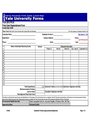 Petty Cash Replenishment Form