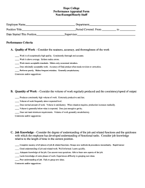 Hourly Performance Appraisal