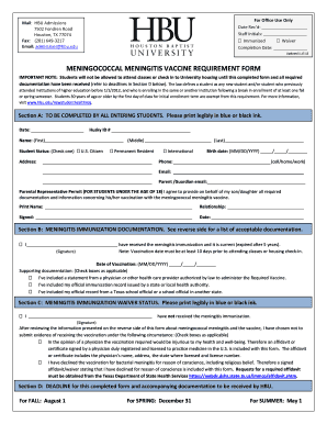 Hbu Vaccine  Form