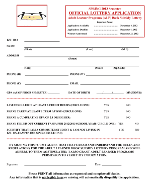 Kennesaw Undergraduate Application PDF Form
