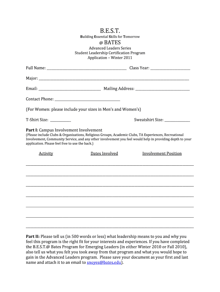 B E S T Bates Form