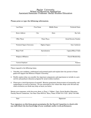 Baylor University Online Admission Form