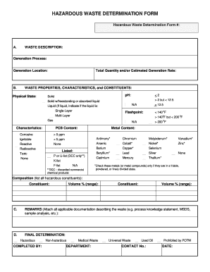  Hazardous Waste Determination Form 2012-2024