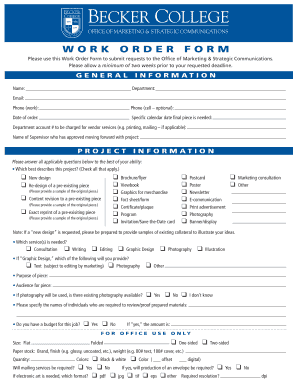 Graphic Design Work Order Template  Form