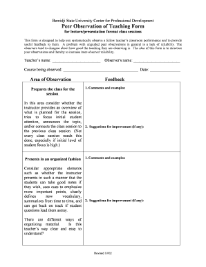 Peer Observation Form for Teachers