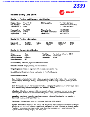Trane Oil 22 Technical Data Sheet  Form