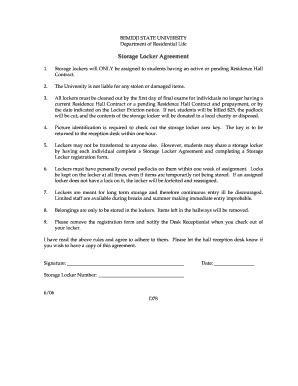 Employee Locker Agreement Form