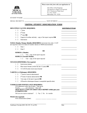 Medical College of Wisconsin Visiting Student Vaccination Form