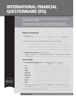  International Financial Questionnaire 2012