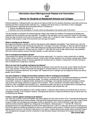 Meningitis Vaccination Waiver Form Berklee College of Music Berklee