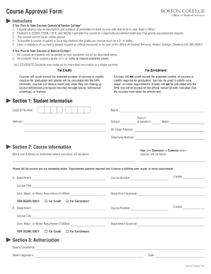 Boston College Course Approval Form