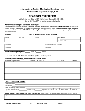 Transcript Request Form Midwestern Baptist Theological Seminary Mbts