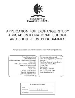 Application Form at University of Kwazulu Natal