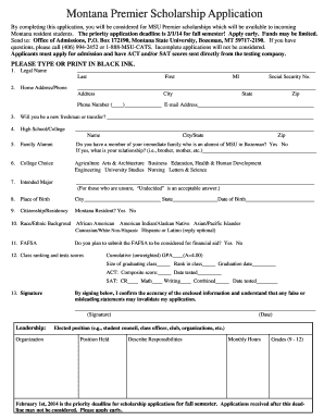 Premier Scholarsdhip Form