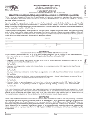 Declaration of Material Assistance Form