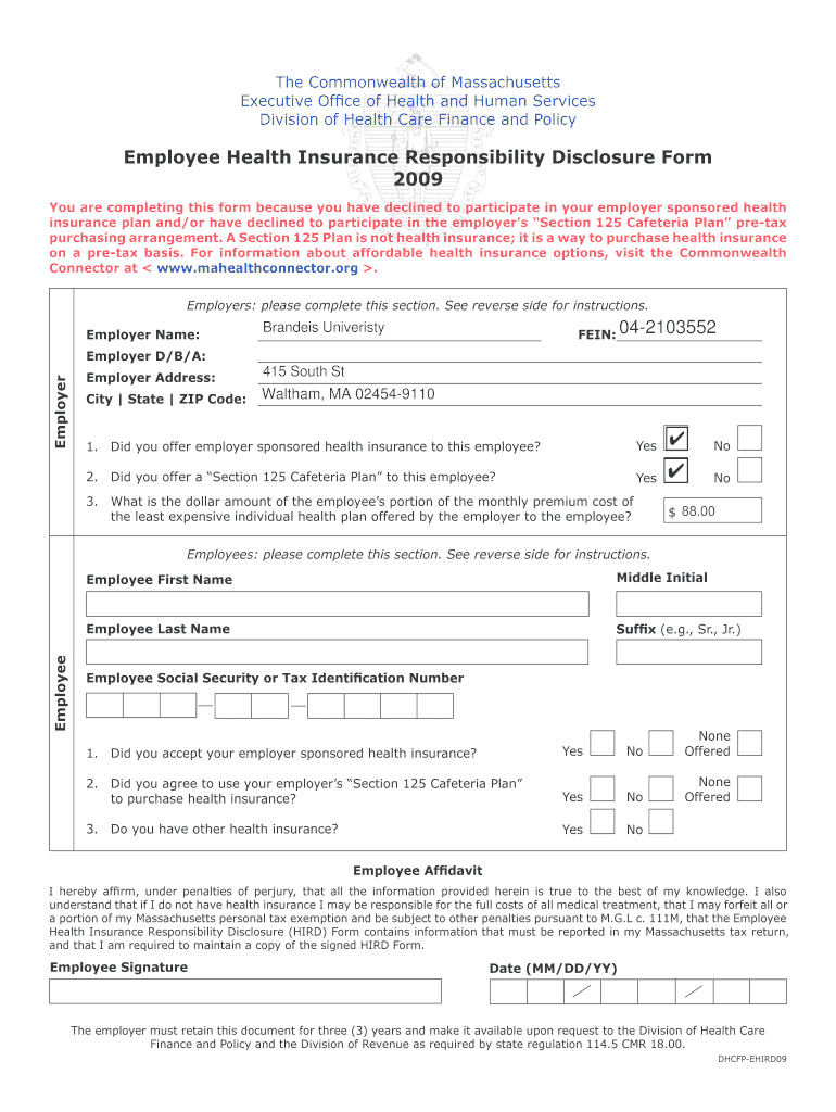 Ma Health Insurance Responsibility Disclosure Form