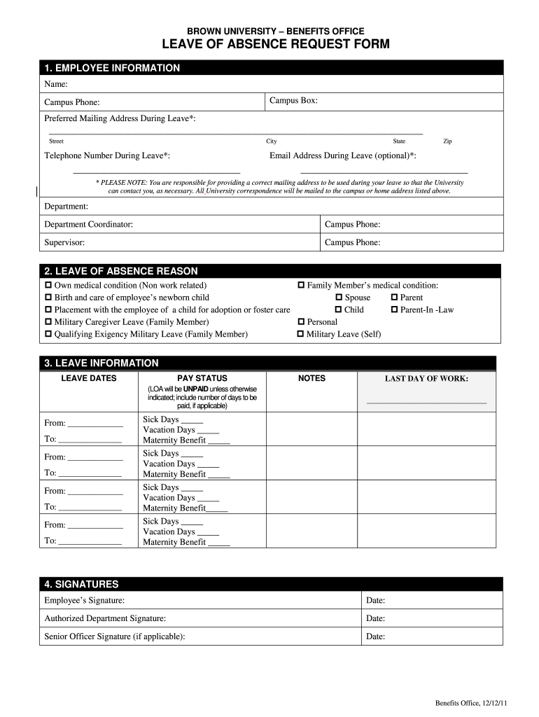 Printable Leave of Absence Form