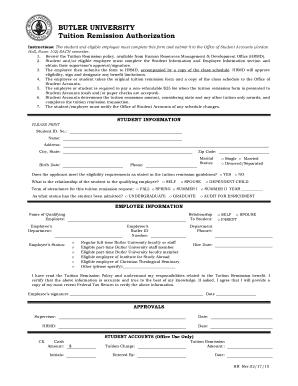 Tuition Remission Form Butler University Butler