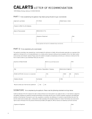 Basic Letter of Recommendation Blank Forms