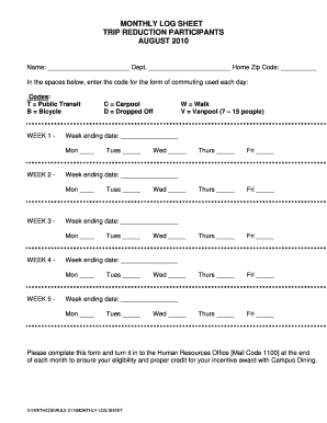  Monthly Log Sheet 2010-2024