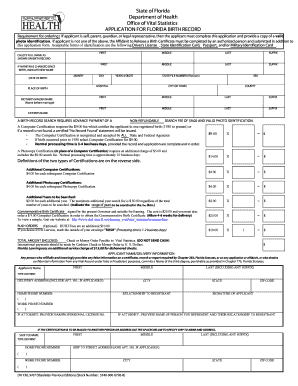 Vital Statistics Bradenton  Form